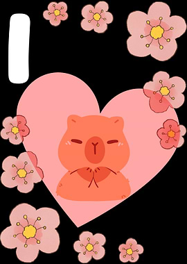 I Love Capybara with Flowers