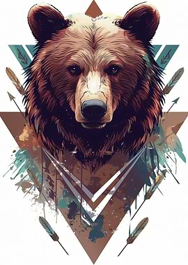 Bear with Geometric and Tribal Elements