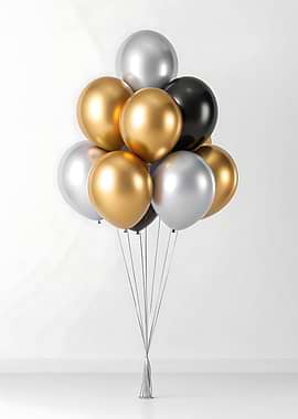 Elegant Balloons: Gold, Silver, and Black