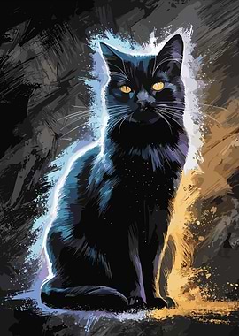 Elegant Black Cat Digital Art