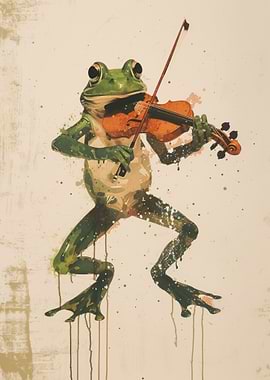 Frog Playing Violin Art