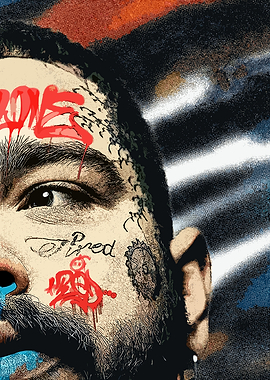 Post Malone Portrait with Graffiti