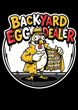 Backyard Egg Dealer Cartoon Illustration