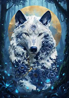 Porcelain Wolf in Enchanted Forest