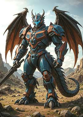 Dragon Mech Warrior in Landscape