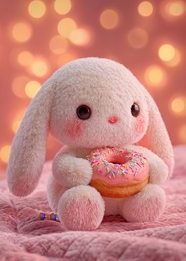Cute Bunny Plush with Donut