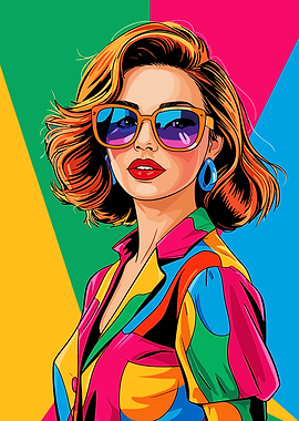 Pop Art Woman with Sunglasses