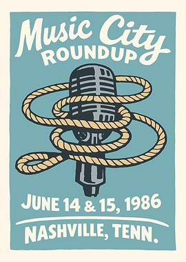 Music City Roundup Vintage Poster