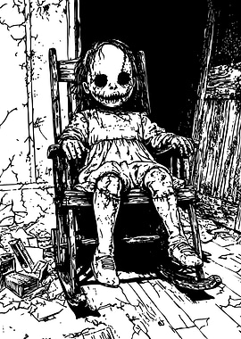 Creepy Doll in Rocking Chair