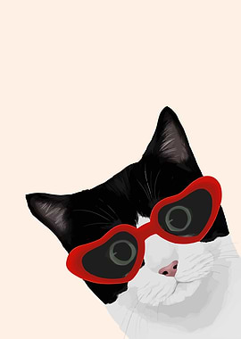 Cool Cat with Heart Sunglasses