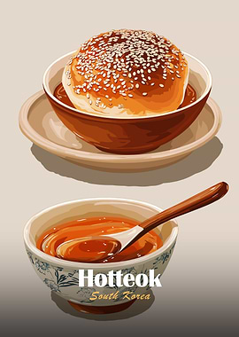 Hotteok South Korea Dessert Illustration