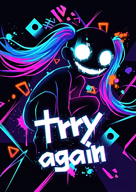 Try Again Neon Digital Art