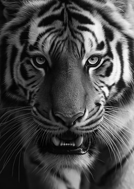 Tiger Portrait in Black and White