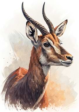Watercolor Painting of a Sable Antelope