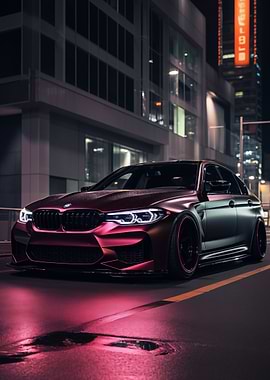 BMW M5 in Urban Nightscape
