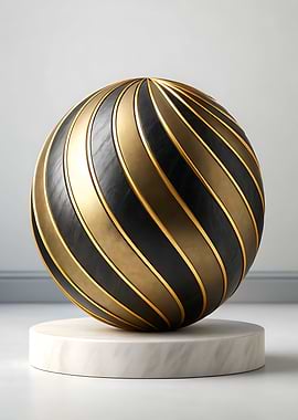 Elegant Black and Gold Striped Sphere