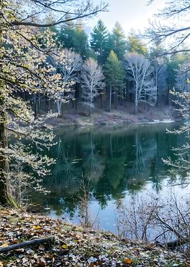 Reflections on a serene lake