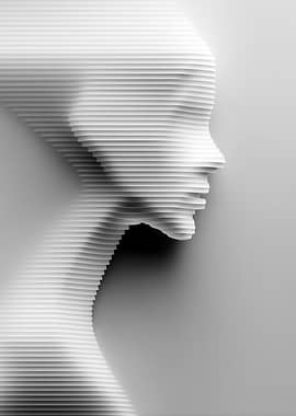 Abstract Sliced Portrait in White