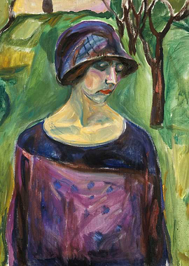 Woman in Hat, Expressionist Painting
