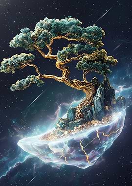 Celestial Bonsai Tree on Floating Island