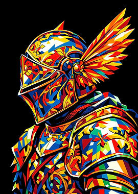 Colorful Knight Armor Digital Art