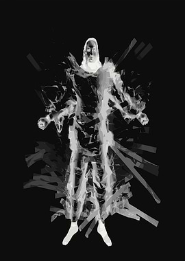 Abstract Figure in White on Black