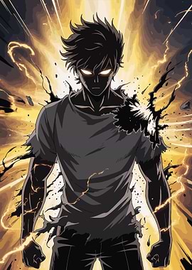 Anime Character with Energy Aura