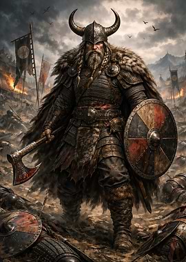 Viking Warrior in Battle Aftermath