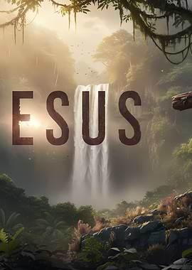 Waterfall in Jungle with Text Overlay