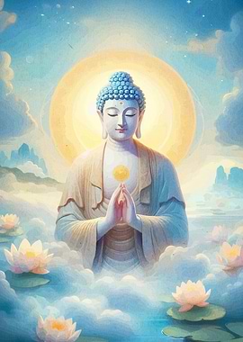 Buddha in Meditation with Lotus Flowers