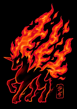 Fiery Unicorn Digital Art