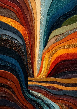 Abstract Colorful Layered Painting