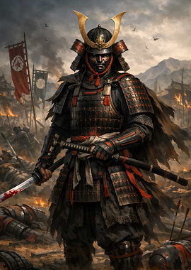 Samurai Warrior in Battlefield