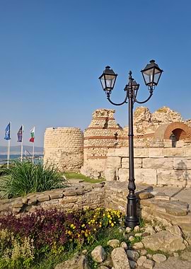 Ancient Ruins with Lamp Post