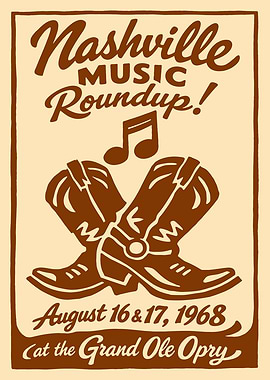 Nashville Music Roundup Vintage Poster