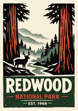 Redwood National Park Vintage Poster