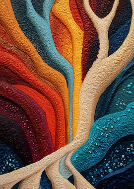 Colorful Abstract Textured Tree Roots