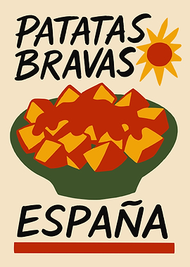 Patatas Bravas España Food Poster