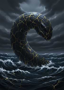 Serpent in Stormy Sea