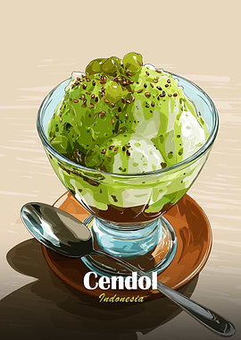 Cendol Dessert Illustration