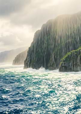 Coastal Cliffs and Ocean Waves