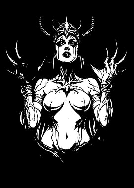 Horned Queen in Black and White