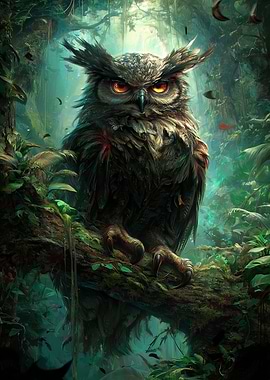 Majestic Owl in Lush Forest
