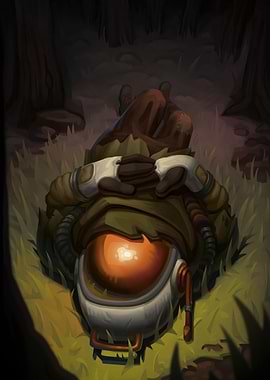 Resting Astronaut in Forest