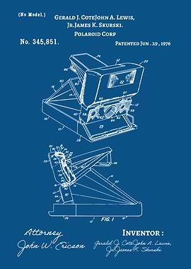 Polaroid Camera Patent, vintage polaroid, retro polaroid, Polaroid Camera Blueprint, polaroid lover gift