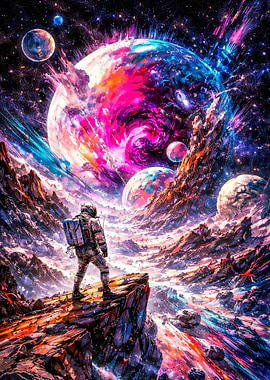 Astronaut on Alien Planet Landscape