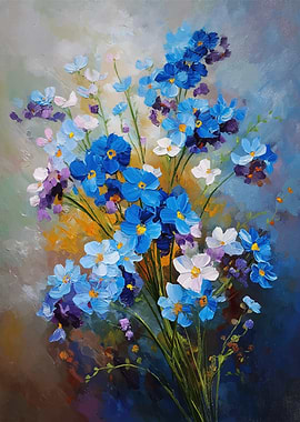 Floral Painting: Blue and White Flowers