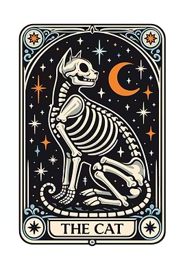 The Cat Skeleton Tarot Card Illustration