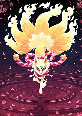 Nine-tailed fox spirit illustration