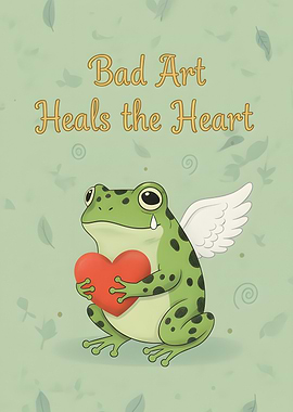 Sad Frog with Heart and Wings